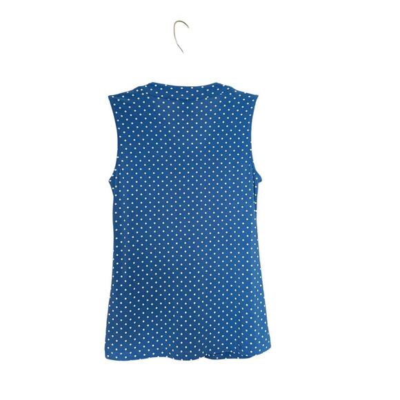 Anne Klein Petite Polka Dot Sleeveless V-Neck Blouse XS Blue Retro Spring Chic - Picture 5 of 5